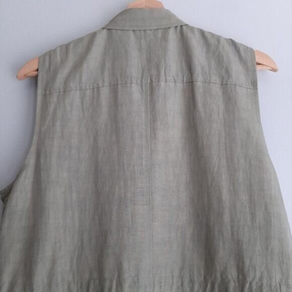 NORDSTROM COLLECTION / Full-Zip Vest Sage Green Utility Style Sz M - Picture 8 of 11